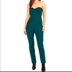 Express Strapless Sweetheart Neck Jumpsuit - Emerald